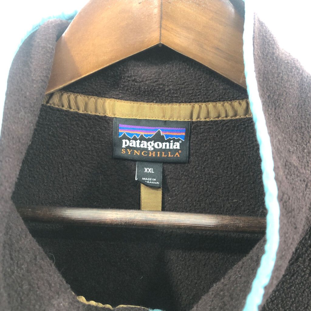 patagonia パタゴニア SYNCHILLA シンチラ スナップT フリースジャケット アウトドア 大きいサイズ ブラウン(メンズ 2XL) 中古 古着 Q5903