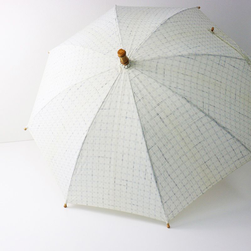 群言堂 グンゲンドウ 晴雨兼用 竹使い 日傘 /オフホワイト 格子柄 雨傘