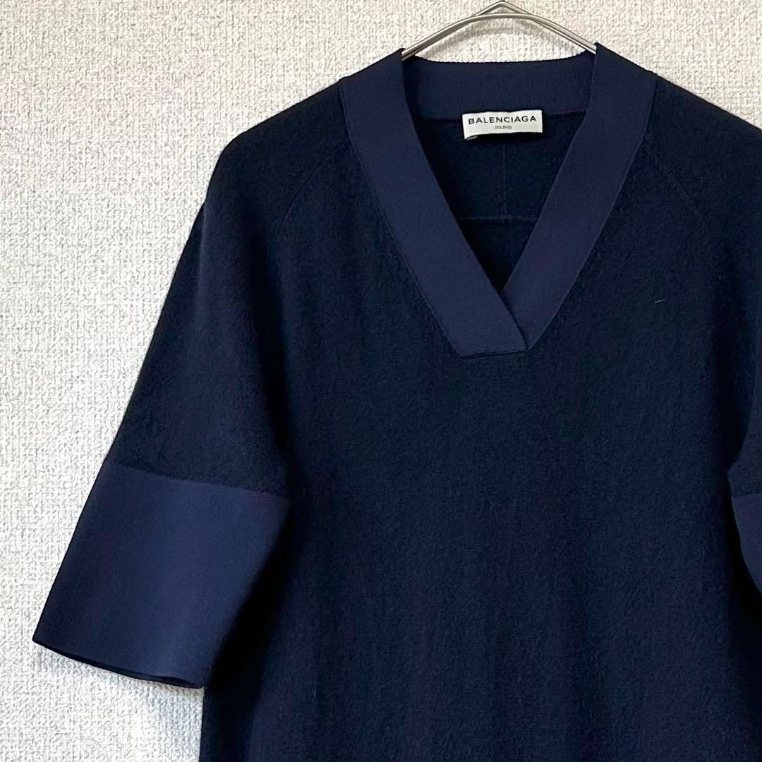 正規品】極美品 BALENCIAGA カシミヤ100% ニットワンピース ネイビー 