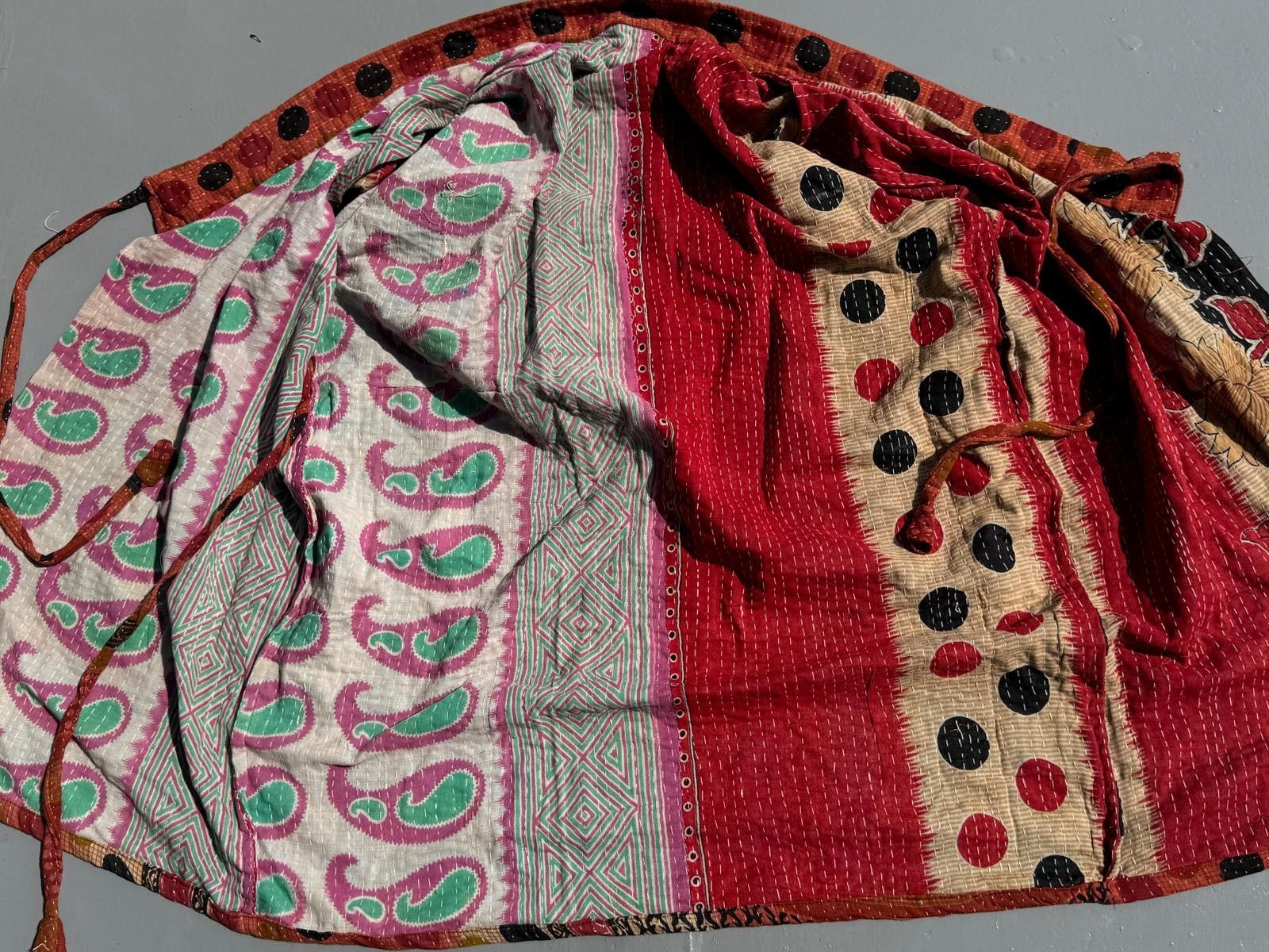 グドゥリー カンタ コート ガウン 刺し子 ラリーキルト ビンテージ 刺繍 G134 ラリーキルト グドゥリー ジャケット コート 刺し子 刺子 手縫い