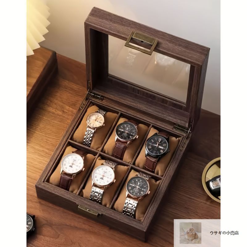 シングルスロットウォッチボックス 男性用 父親 木製時計ディスプレイ