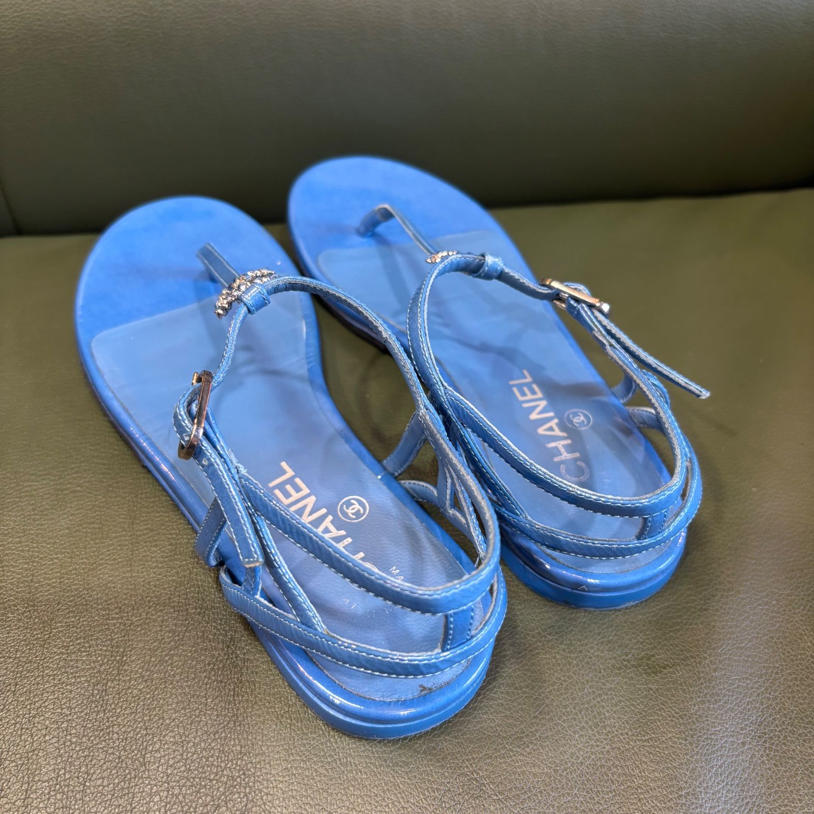 CHANEL シャネル サンダル フラットシューズ ブルー 青 サイズ EU 37 レディース ブランド品