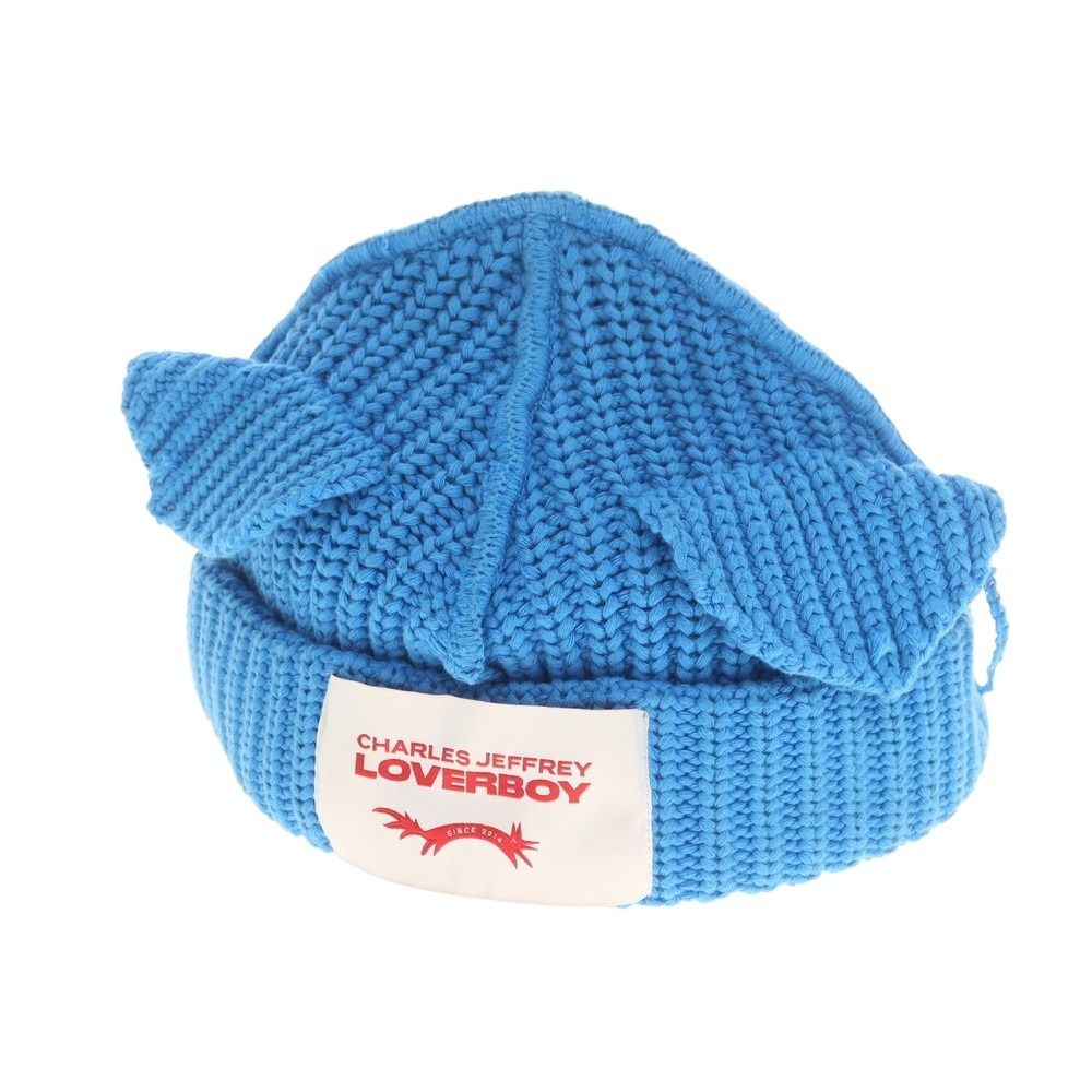 チャールズジェフリーラバーボーイ Charles Jeffrey LOVERBOY ローゲージコットン ニットキャップ ブルー メンズ