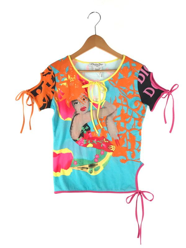 レディース Christian Dior クリスチャンディオール 5E16155372 05SS ジョン ガリアーノ期 グラフィックプリントTシャツ 半袖Tシャツ 168-240818-hi-3-TAG
