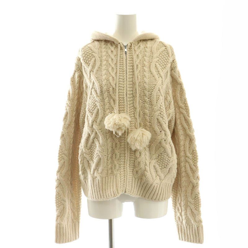 ザラ ZARA ニットパーカー ジップアップ ケーブル編み L ザラ ZARA ニットパーカー ジップアップ ケーブル編み L