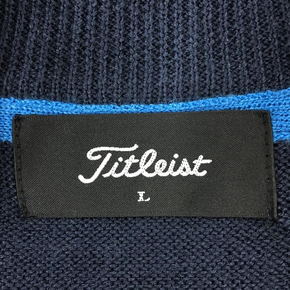 タイトリスト　ゴルフ　ニットジャケット 超美品】タイトリスト ニットジャケット 白×ネイビー 総柄