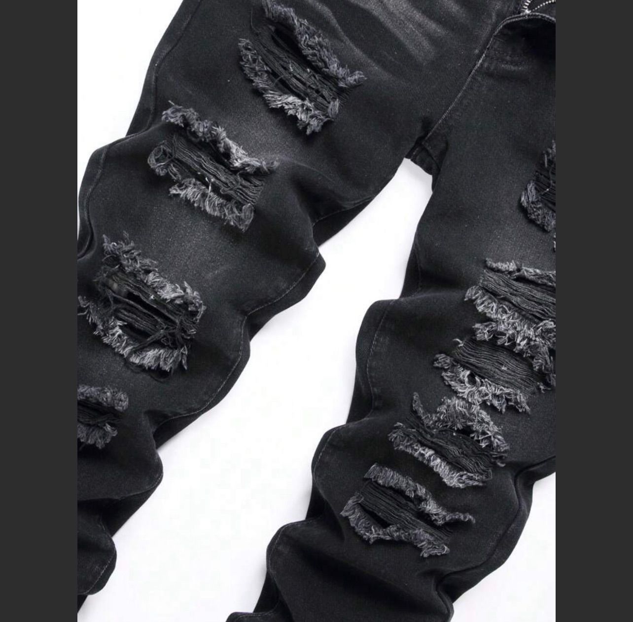 ダメージスキニー UK drip ドリル ブラック デニム ピップホップ