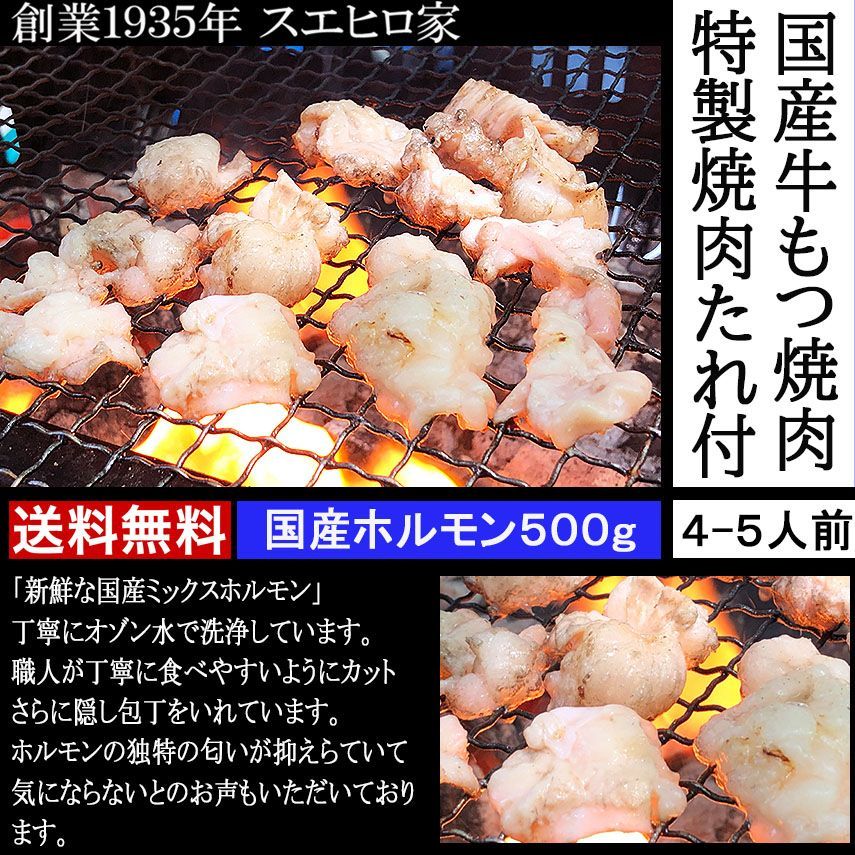 新鮮 国産牛 ホルモン 焼肉 500g 特製焼肉たれ付き 黒毛和牛 ホルモン