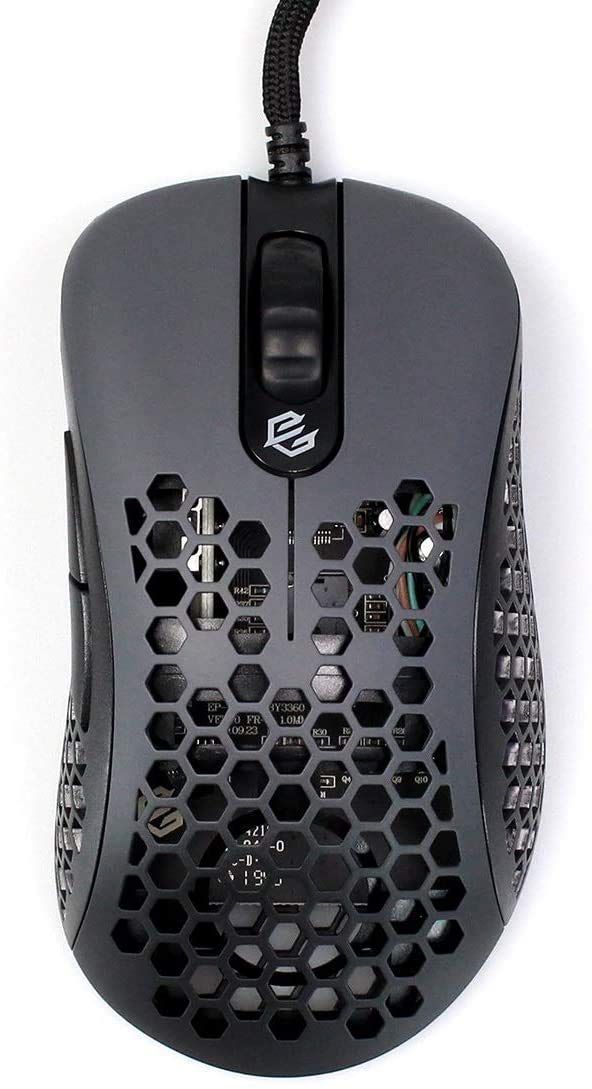 Color ブラック_Size Long Gwolves Skoll SKL 2020年版 65g 超軽量ハニカムデザイン 有線RGBゲーミングマウス 最大12000 DPI ブラック ロング