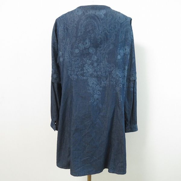 anc インポートロッサ import Rossa チュニック シャツ ブラウス 44 紺 デニム 花柄 ノー ビーズ 大きいサイズ レディース 968272