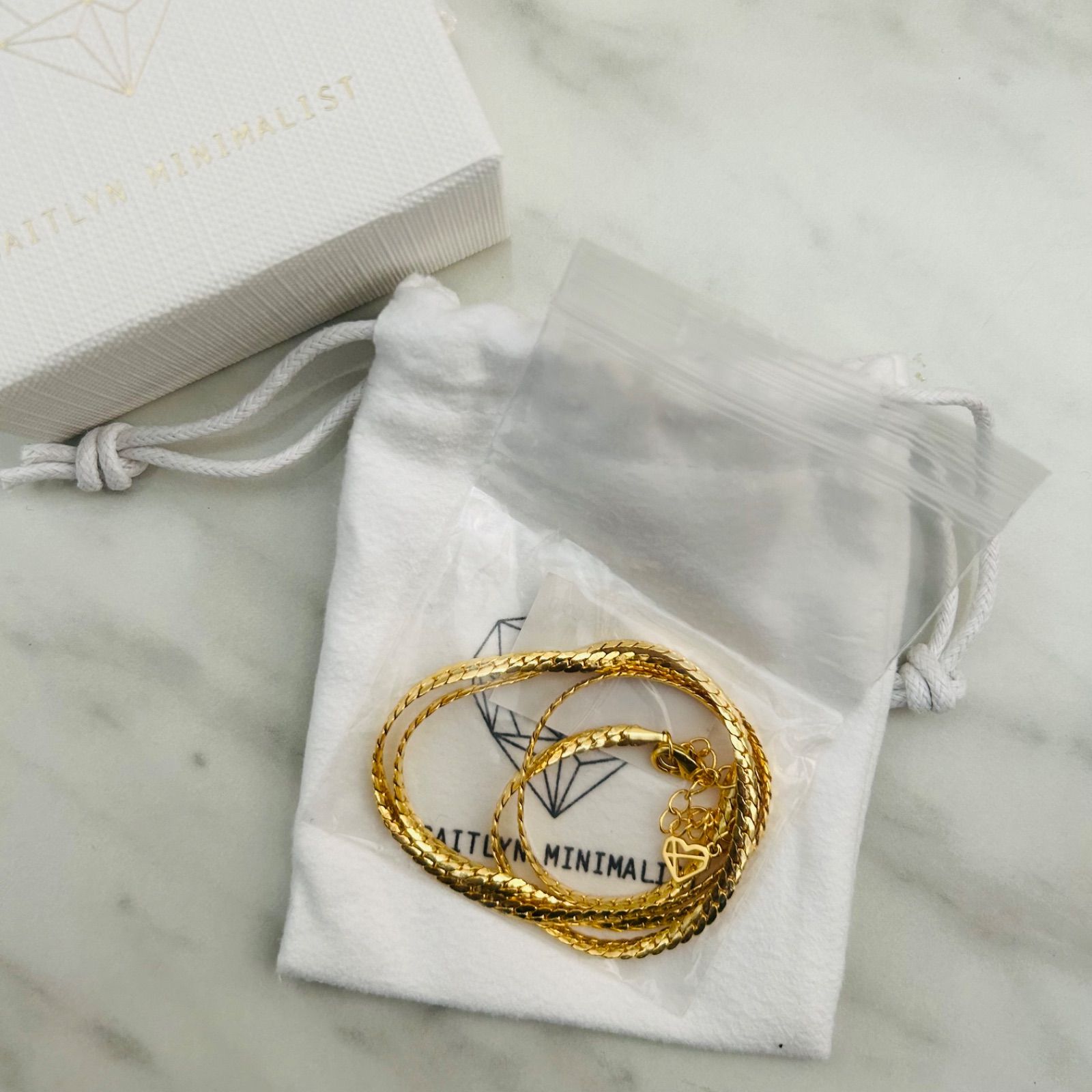 Caitlyn Minimalist】スネークチェーンネックレス 18金ゴールド