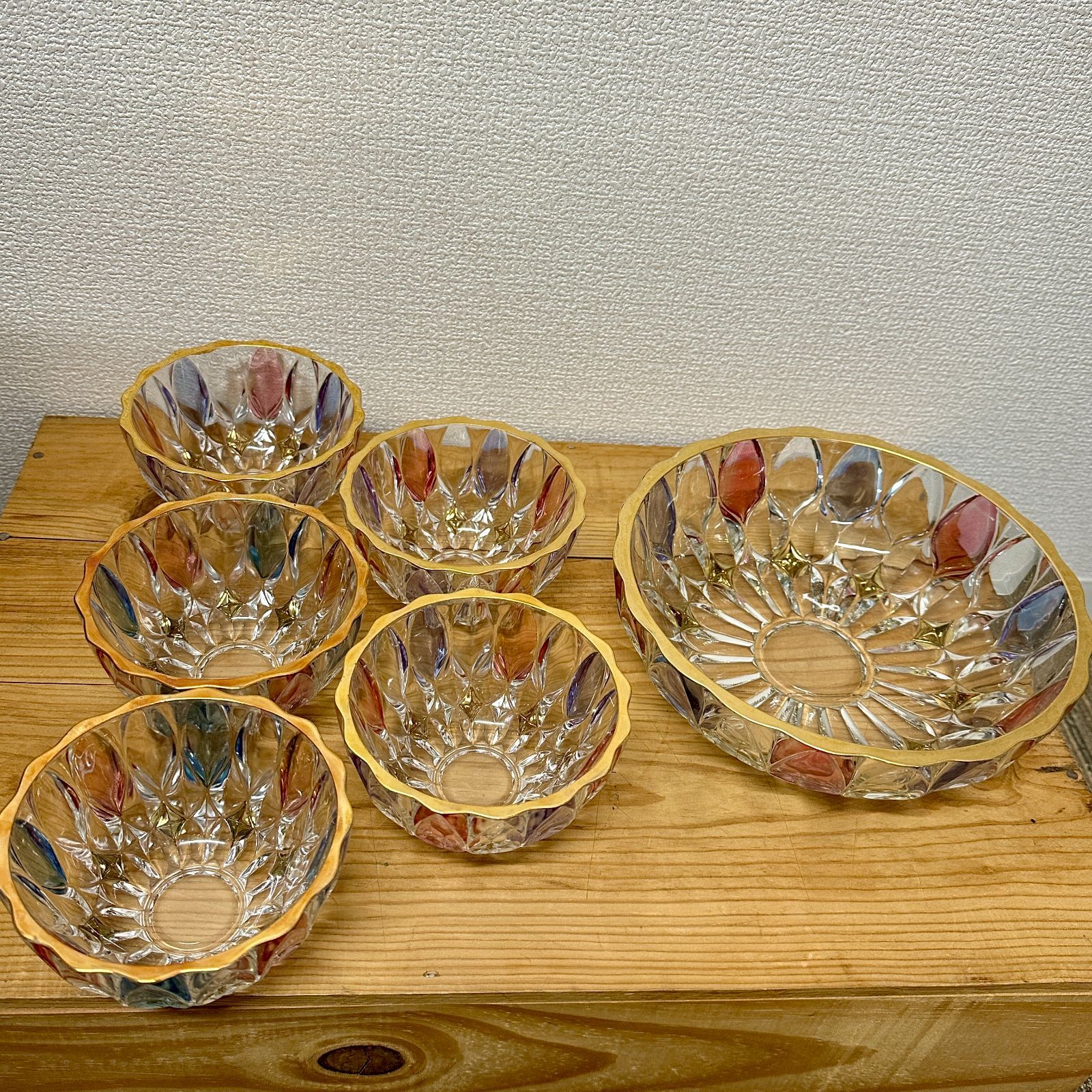 ガラス食器 ガラスボウル 6点セット ！ 昭和レトロ カラフル フルーツ