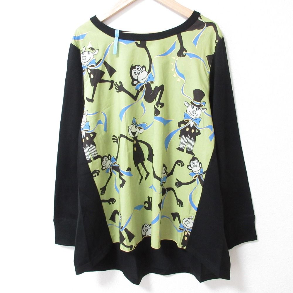 ♥ OLLEBOREBLA ALBEROBELLO オレボレブラ アルベロベロ ぶたさんプリント ロングスリーブ カットソー サイズM グリーン ブラック レディース 古着