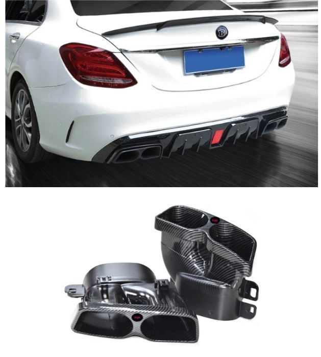 メルセデス ベンツ C E Sクラス W205W212W213W222 マフラーカッター テールパイプ 4本出しブラバススタイル カーボン柄ZYL036 入荷