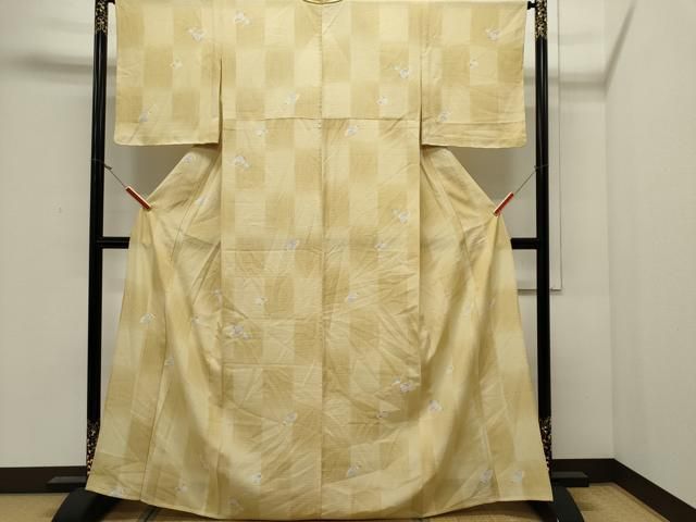 平和屋着物＊夏物 小紋 絽 舞花文 正絹 逸品 AAAY0565sx