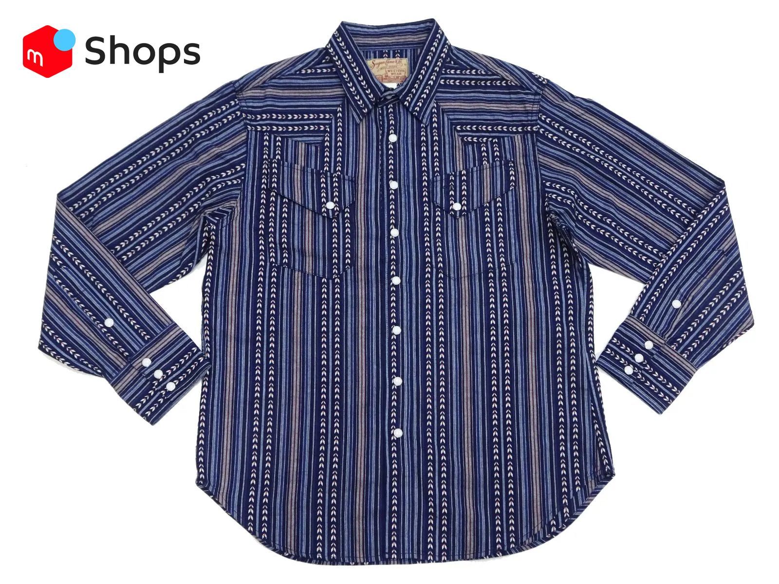 SC28998 シュガーケーン SUGAR CANE インディゴストライプ ウエスタンシャツ ネイティブアメリカン 長袖シャツ NATIVE AMERICAN INDIGO STRIPE WESTERN SHIRT  ネイビー 新品 アメカジショップ