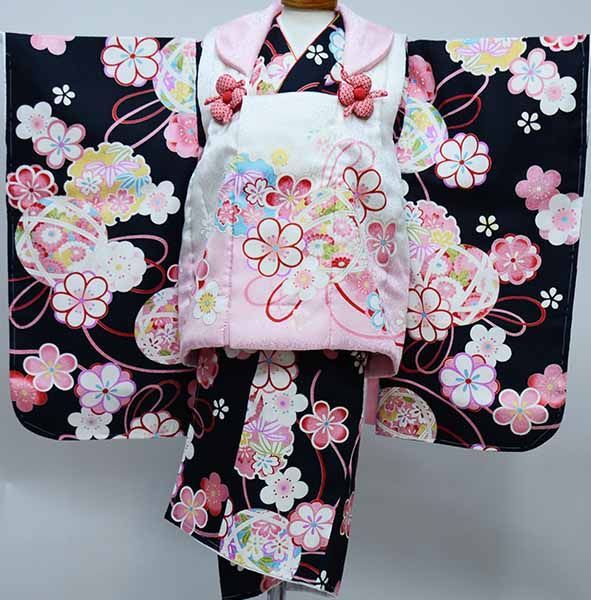 七五三 三歳 女児 被布着物フルセット 正絹 陽気な天使 半衿縫い付け