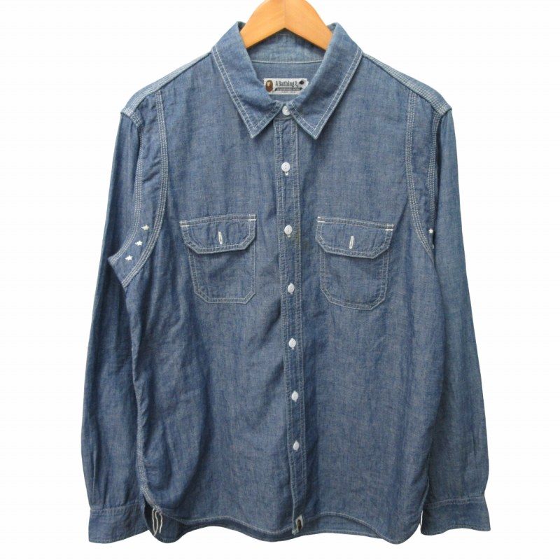 アベイシングエイプ A BATHING APE ベイプスタ デニムウエスタンシャツ  