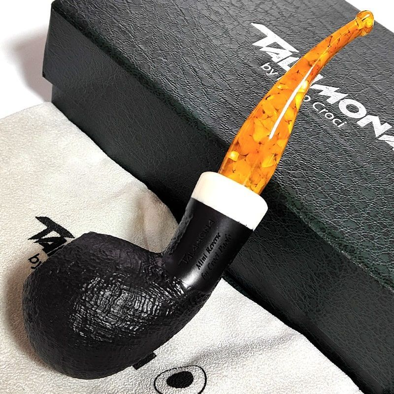 タラモナ パイプ 本体 喫煙具 TALAMONA ミニリバース BK サンドブラスト仕上げ 吸い口＆タンパーセット かっこいい 天然木 イタリア ブラック ハンドメイド おしゃれ メンズ ギフト プレゼント WWW_KANDAIZUMI_COM
