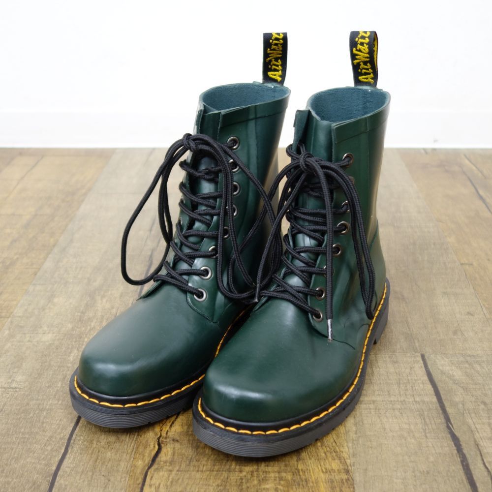 ドクターマーチン Dr.Martens レースアップ レインブーツ ラバーブーツ 防水 雨具 靴 シューズ グリーン UK6 25cm