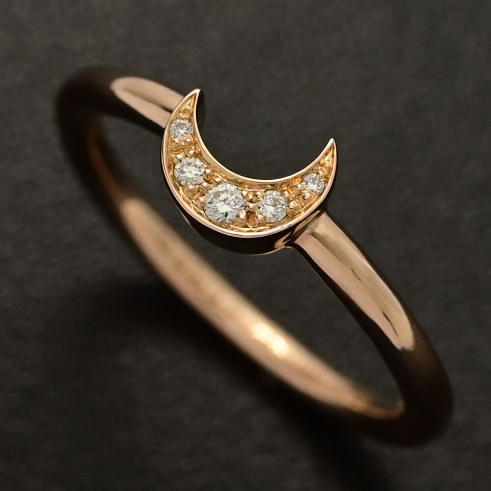 FRED フレッド ハーフムーン 5P･ダイヤモンド ケイトモスコラボ リング･指輪 K18PG 750-2.1g 6号 46 ピンクゴールド ♀ N レディース 591345