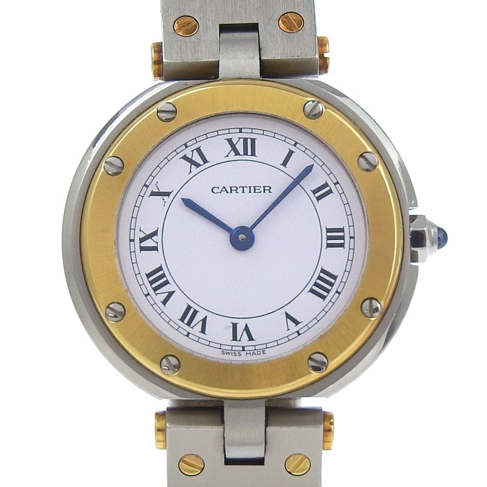CARTIER カルティエ サントスラウンドSM cal.81 84038288 ステンレススチール×YG クオーツ アナログ表示 レディース ホワイト文字盤 腕時計