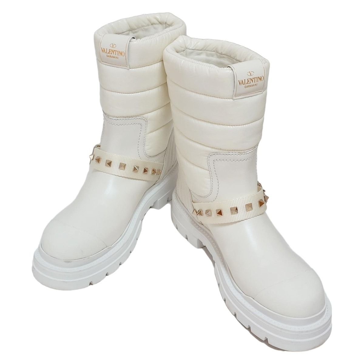 VALENTINOGARAVANI バレンチノガラバーニ ショートブーツ 39 レディース - 白 スタッズ レザー