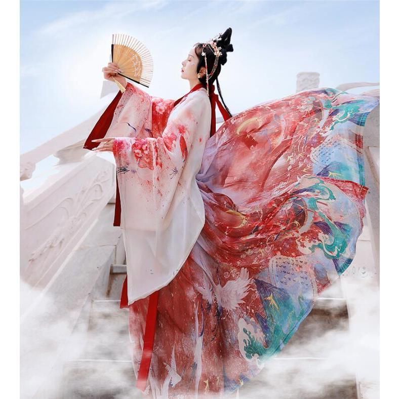 豪華4点セット漢服 グラデーション中華風コスプレ衣装