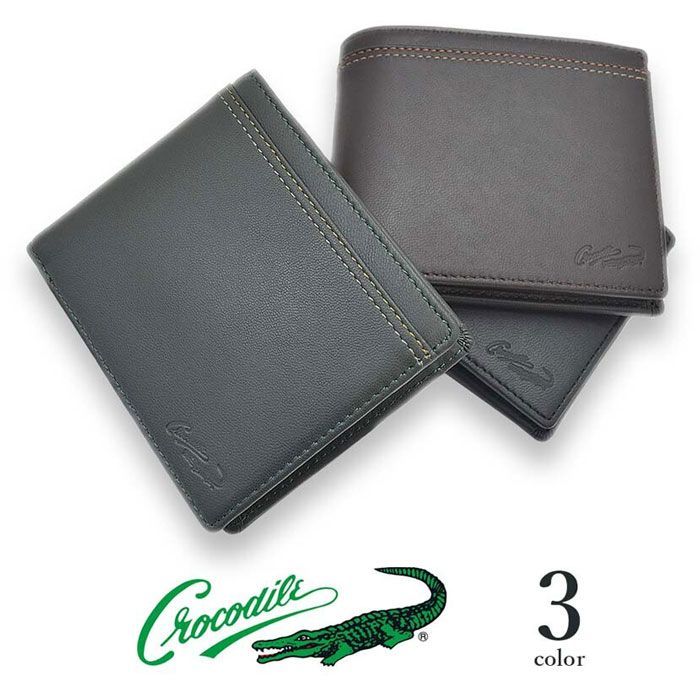 新品 CROCODILE クロコダイル 財布 二つ折り羊革 本革 皮革