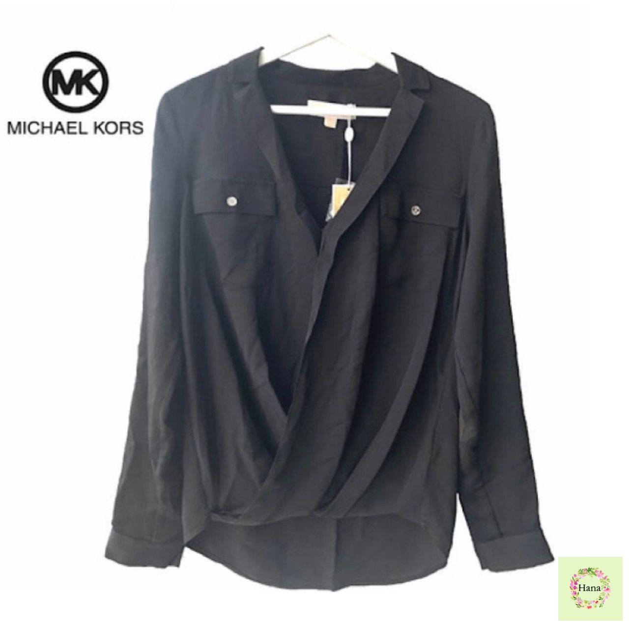 新品】 MICHAEL KORS マイケルコース Vネック 襟付き ブラウス シャツ 