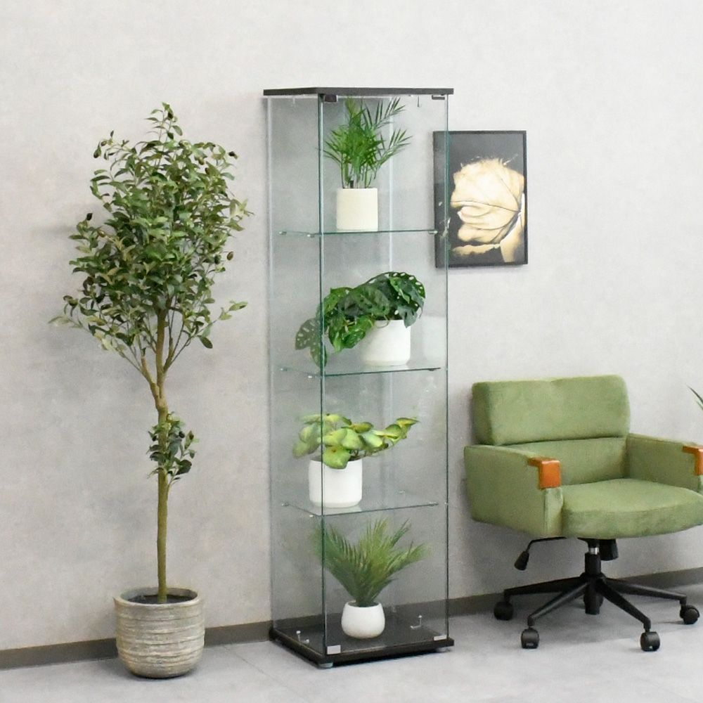 飾り棚 4段 北欧 おしゃれ ガラス飾り棚 幅43cm 収納棚 ガラス