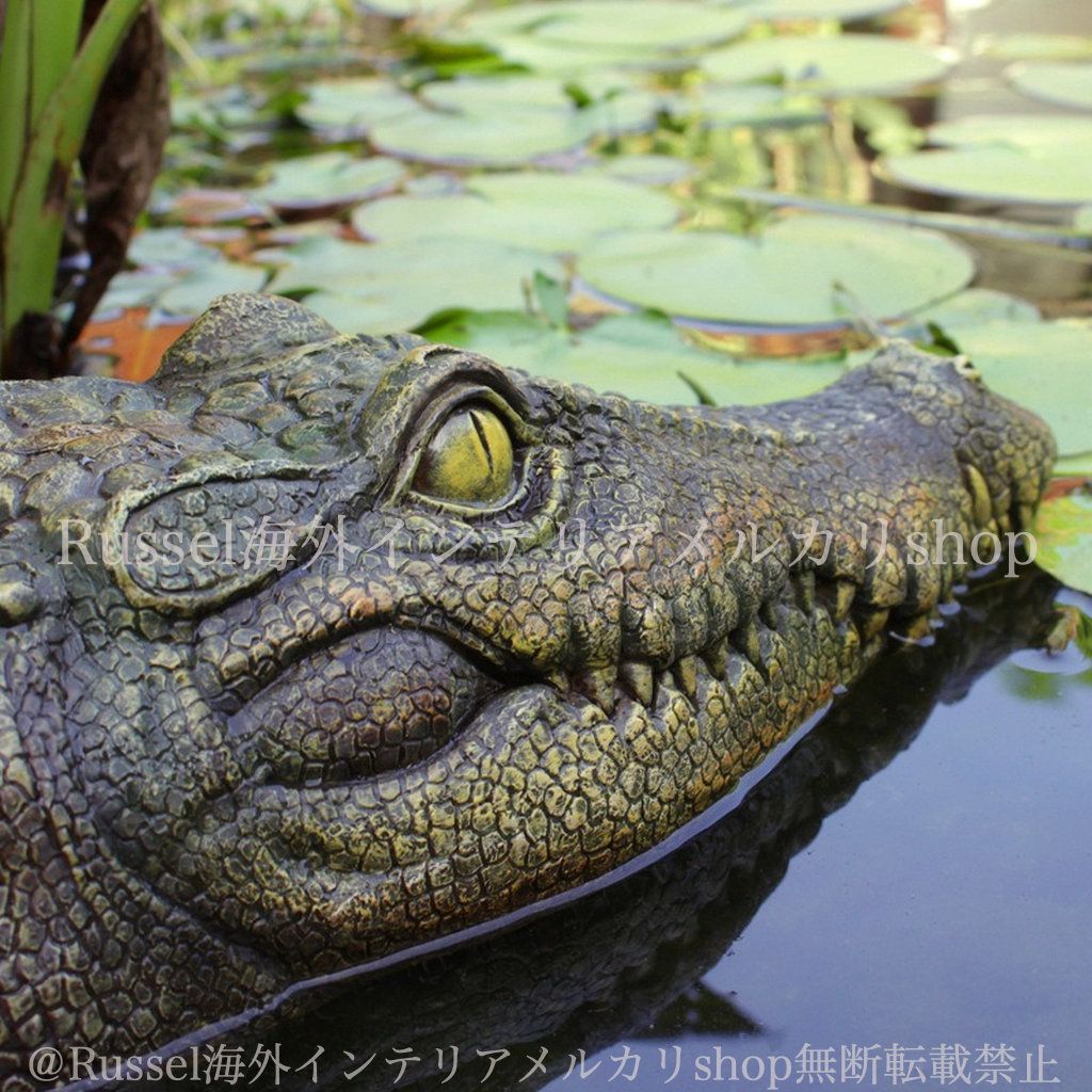 ガーデンオブジェ ワニ 樹脂 池の中 オブジェ アニマル わに