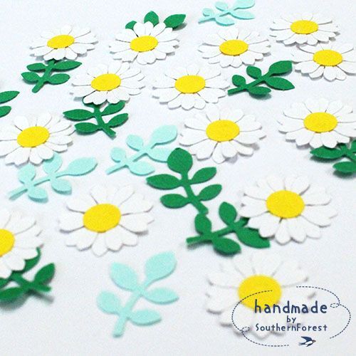 クラフトパンチ 100枚 花 マーガレット・葉っぱ ハンドメイド クラフト