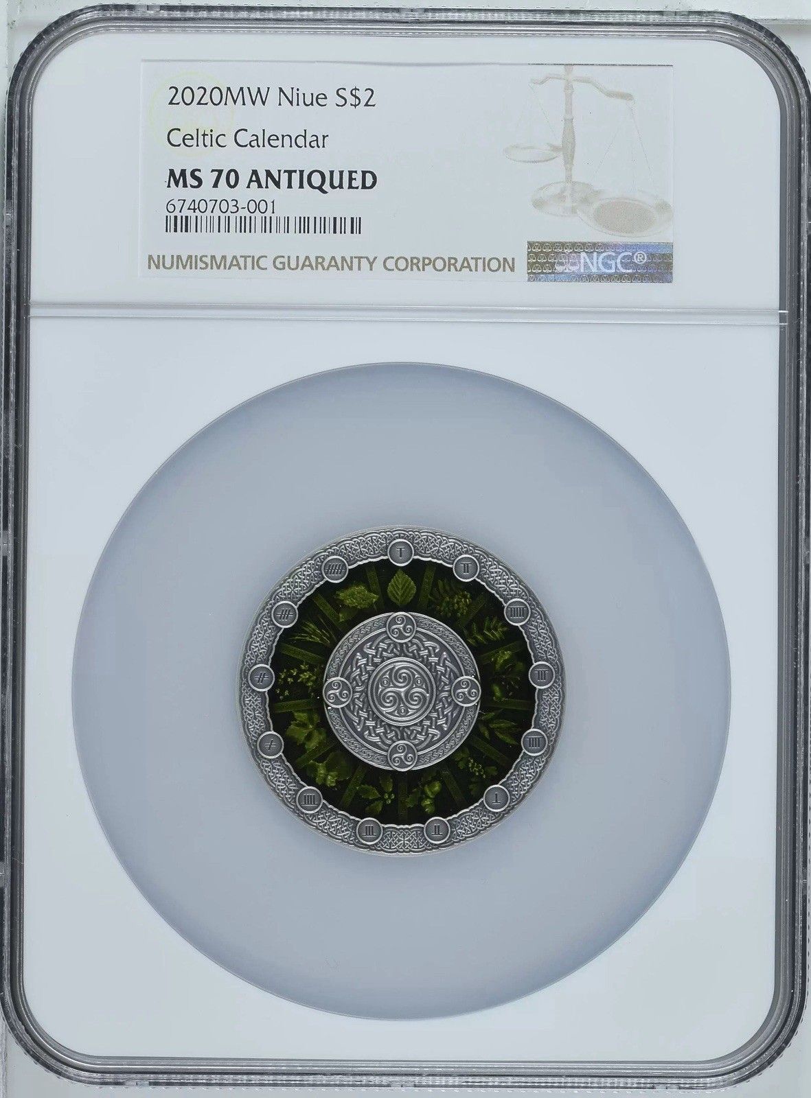 NGC MS70 2020 Niue Celtic Calendar 2Oz Silver coin $2 COA