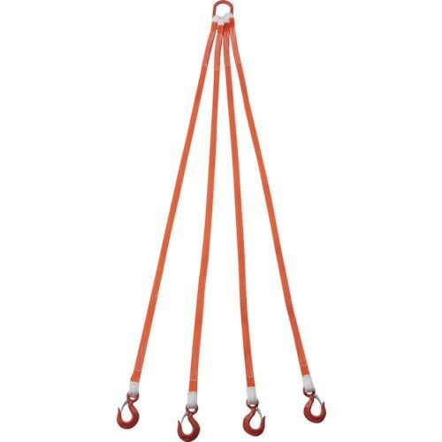 ＴＲＵＳＣＯ ４本吊ベルトスリングセット ２５ｍｍ幅Ｘ２ｍ 吊り角度６０°時荷重１．７２ｔ 最大使用荷重２ｔ