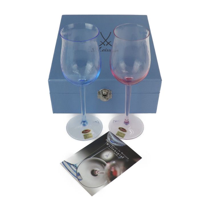 Meissen マイセン ワイングラス グラス カリガラス ブルー系 ピンク系