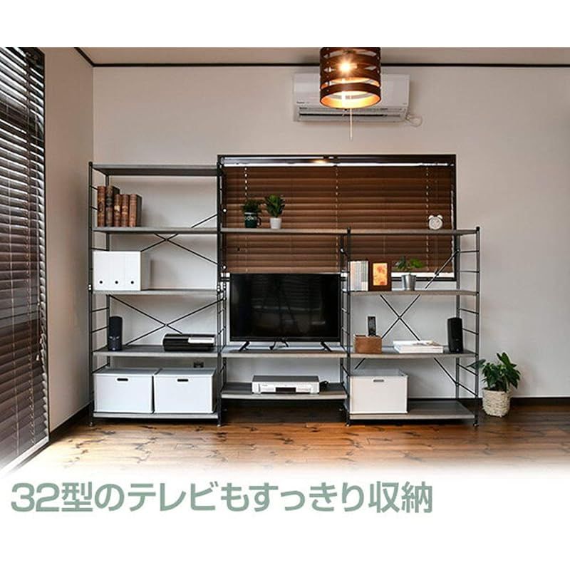 山善 YAMAZEN ラック オープンシェルフ 幅85.5×奥行41.5×高さ162cm 5段 連結 簡単高さ調節 耐荷重約25kg 棚板1枚あたり 組立品 オーク ブラック MWS-16845 OAK SBK 1 MARWIL-DEMENAGEMENTS_CH