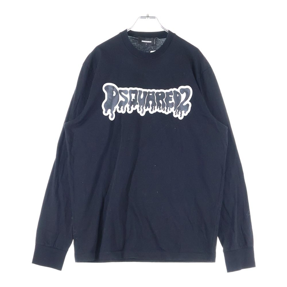 DSQUARED2 ディースクエアード ロゴプリント 長袖Tシャツ クルーネックカットソー ブラック S74GD1295