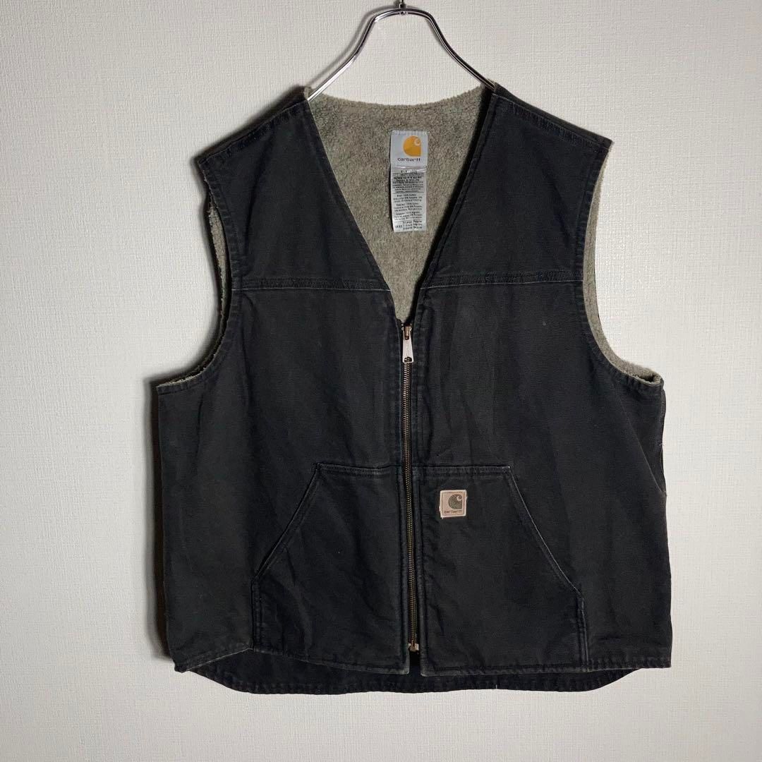 【XLサイズ】Carhartt フルジップベスト 革ロゴ 黒 XLサイズ】Carhartt フルジップベスト 革ロゴ 黒 - メルカリ