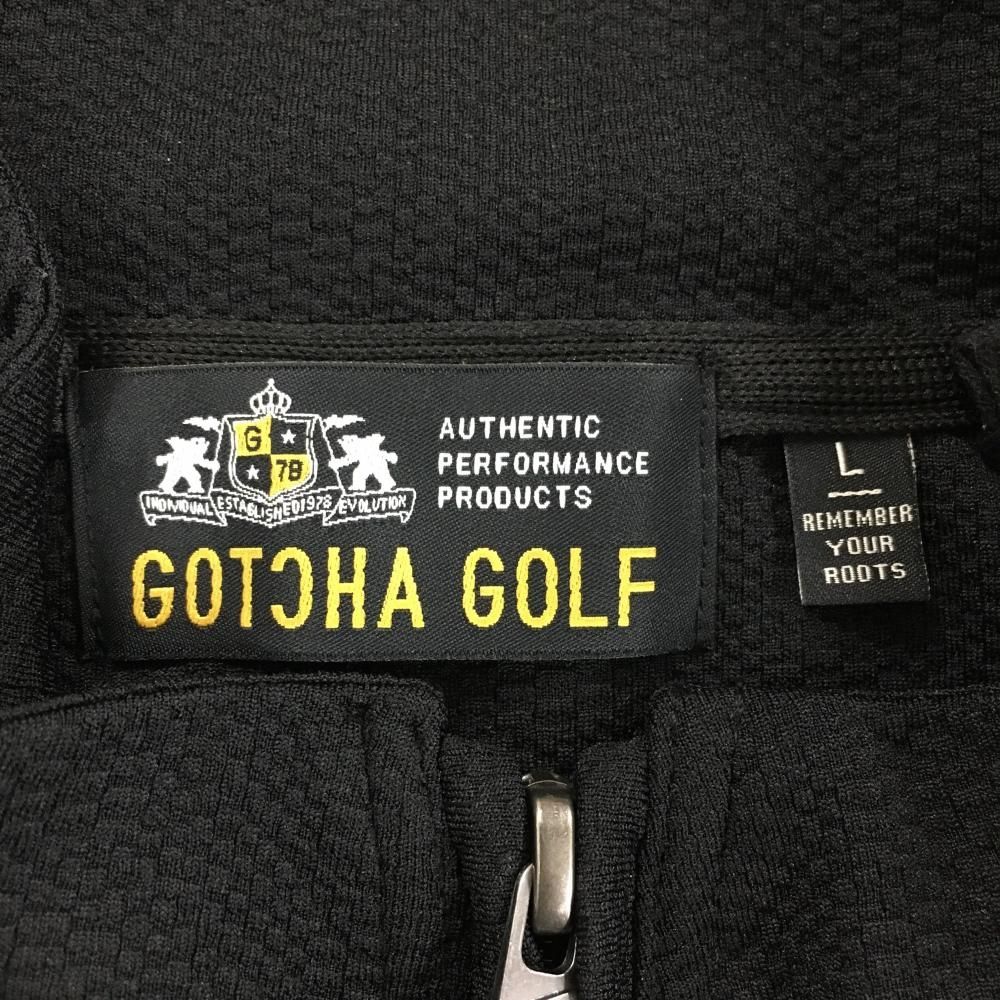 【超美品】ガッチャゴルフ 長袖ハイネックシャツ 黒 ハーフジップ 厚地 メンズ L ゴルフウェア GOTCHA GOLF