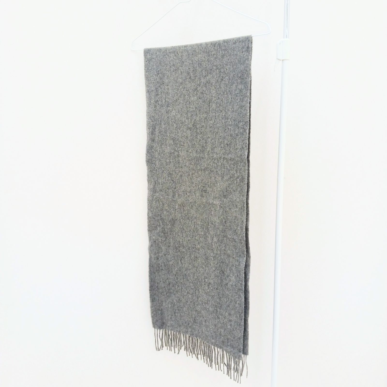 NINA RICCI ウールマフラー グレー フリンジ付き - メルカリ