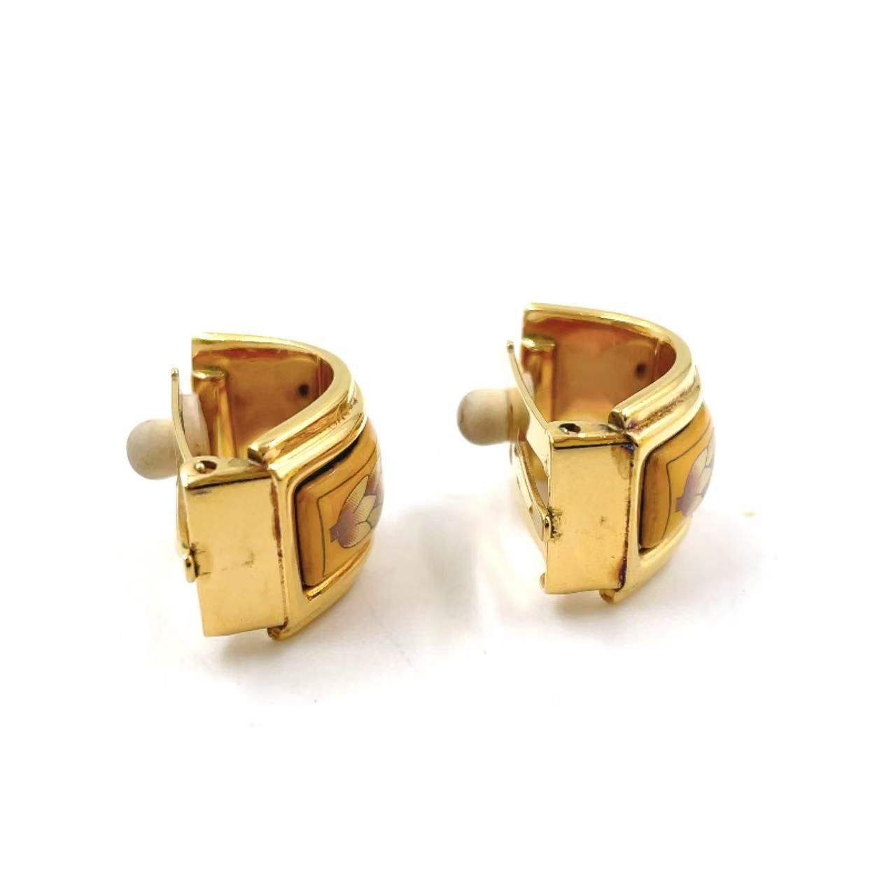 ゴールド×ライトオレンジ×ライトグリーン イヤリング