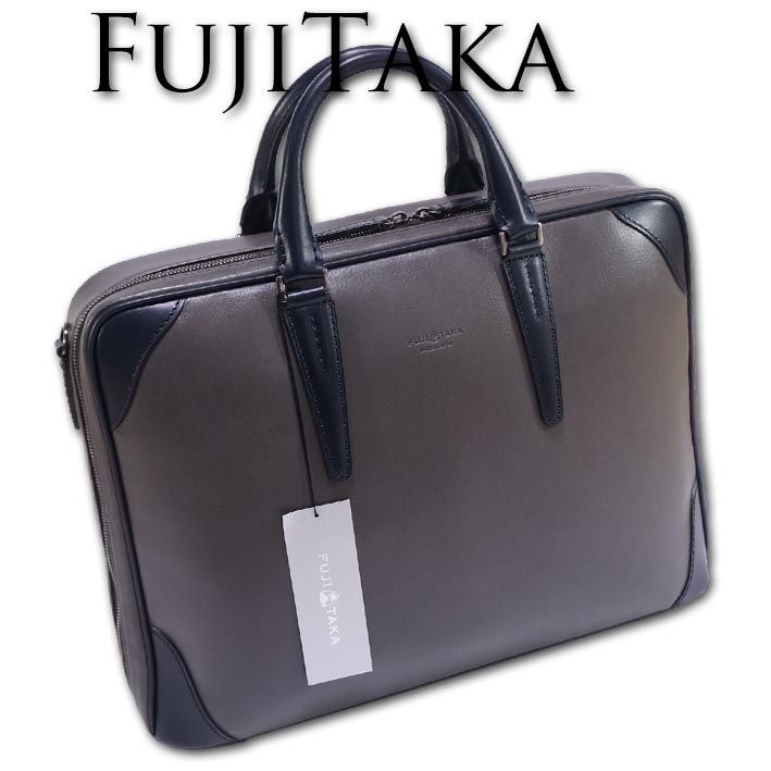 フジタカ FUJITAKA レザービジネスバッグ A4 メンズ グレー ジェード