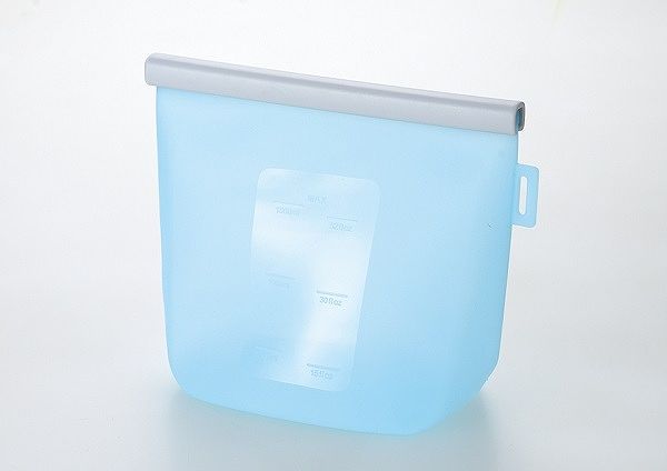 くり返し使えるシリコン保存バッグ ブルー 1，500mL SV-7534(0355088)