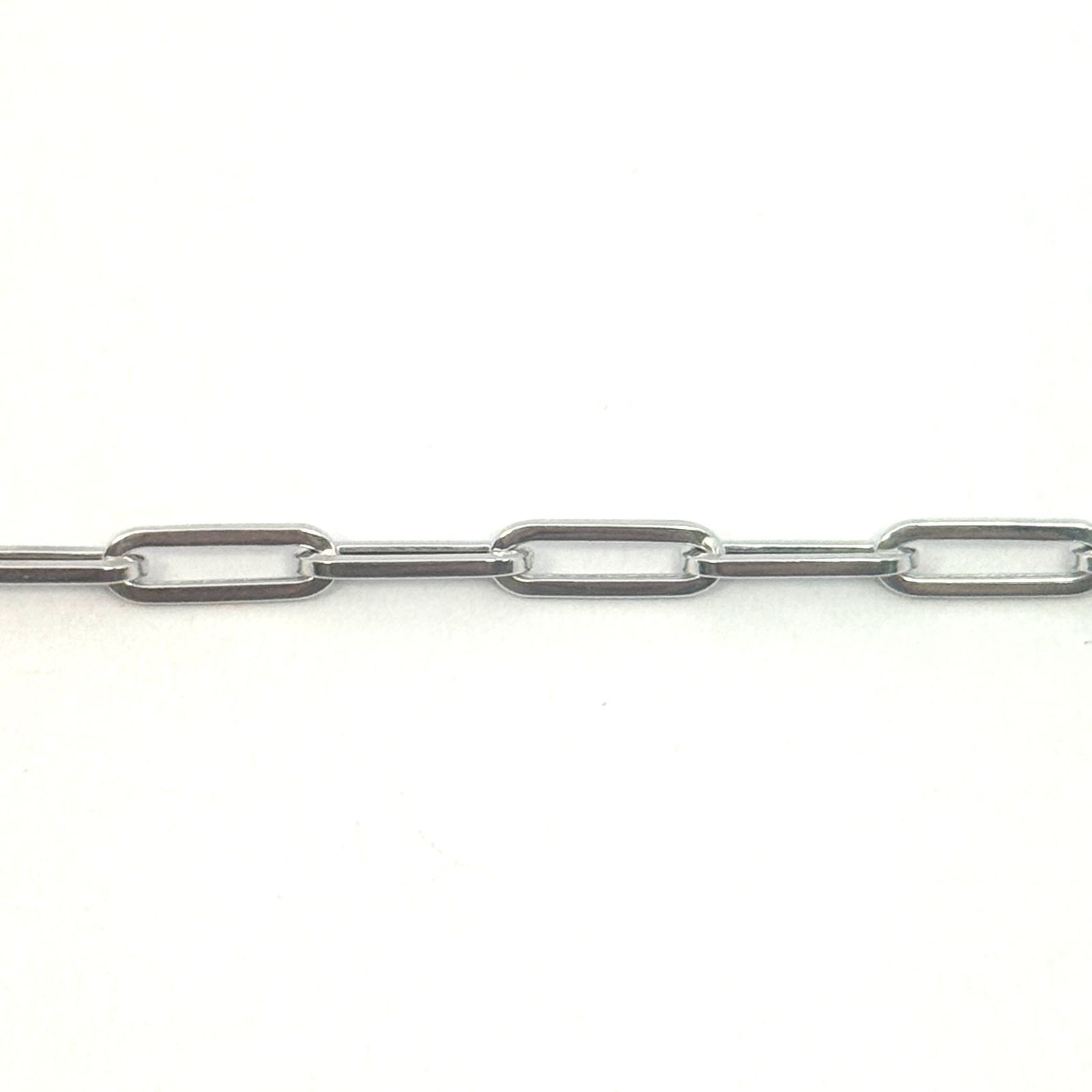 新品 18金 ホワイトゴールド ペーパークリップ ブレスレット 幅3mm 