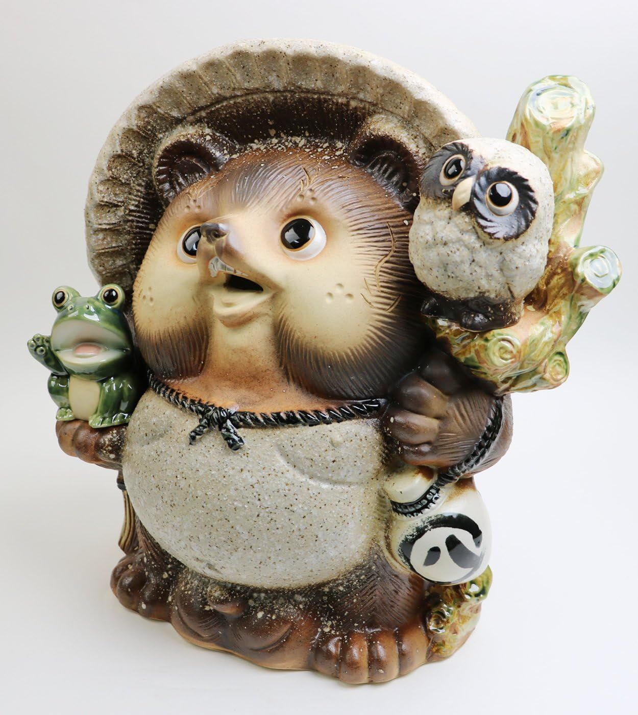 信楽焼 たぬき 置物 高さ42cm 陶器 ふくろう かえる 13号古信楽満願