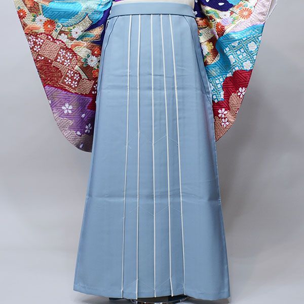 袴 単品 バイカラー ブルーグレー×白 (87,91,95cm) NO34012 袴 単品 無地袴 バイカラー 二色 ブルーグレー×白（袴下87cm、91cm