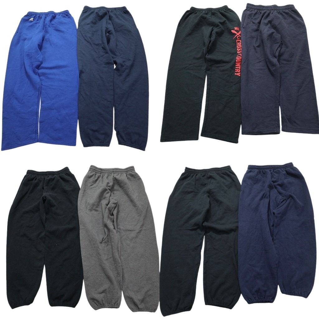 古着卸 まとめ売り スウェット パンツ 8枚セット (メンズ Ｍ ) 無地 英字プリント 単色 ネイビー ブルーブラック グレー 中古 古着 MX8546