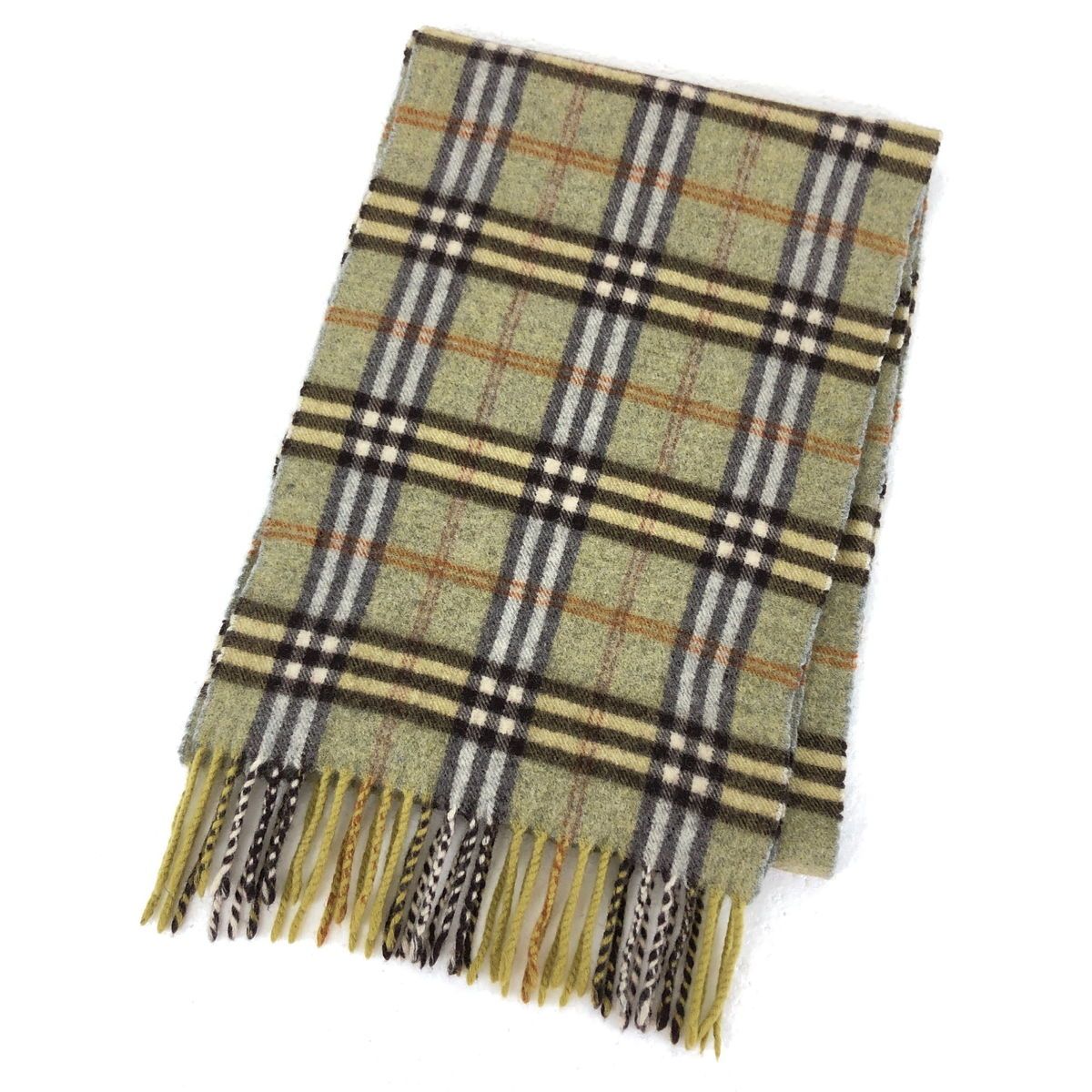 【古着】 Burberry’s of LONDON ウール マフラー チェック 英国製 90年代 イエロー系 フリーサイズ 【中古】 n042471