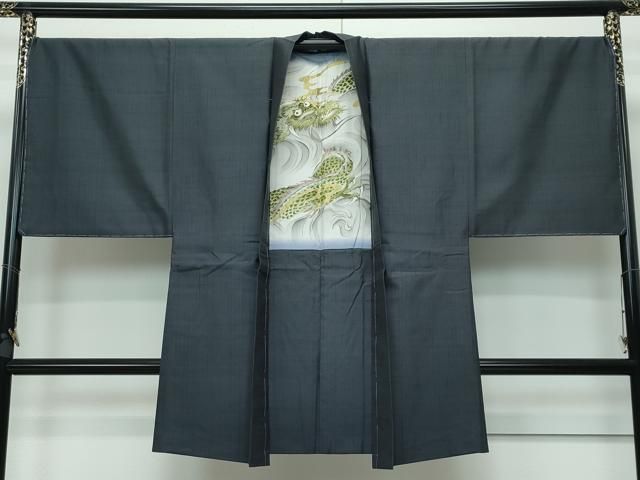 平和屋着物▽男性　小紋　アンサンブル　長襦袢セット　単衣　格子　ウール　AAAZ9208fy 平和屋着物▽男性 小紋 アンサンブル 長襦袢セット 単衣 格子 ウール